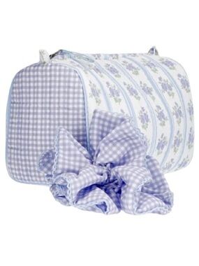 🆕- 2-Piece Lilac Quilted Cosmetic Pouch and Hair Scrunchie Set. NWT